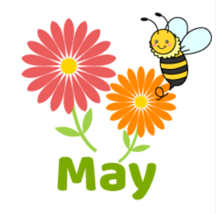 Flowers and Bee with month May 