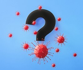 Question Mark with Covid virus 