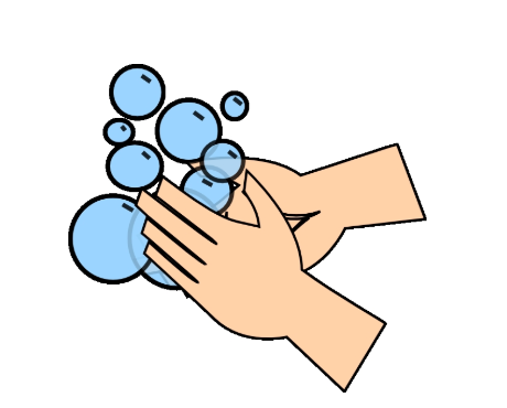 Hand washing with soap bubbles 