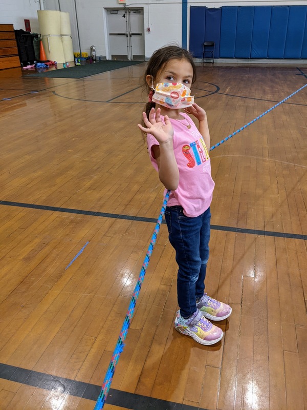 Kindergarten rope activity in P.E.