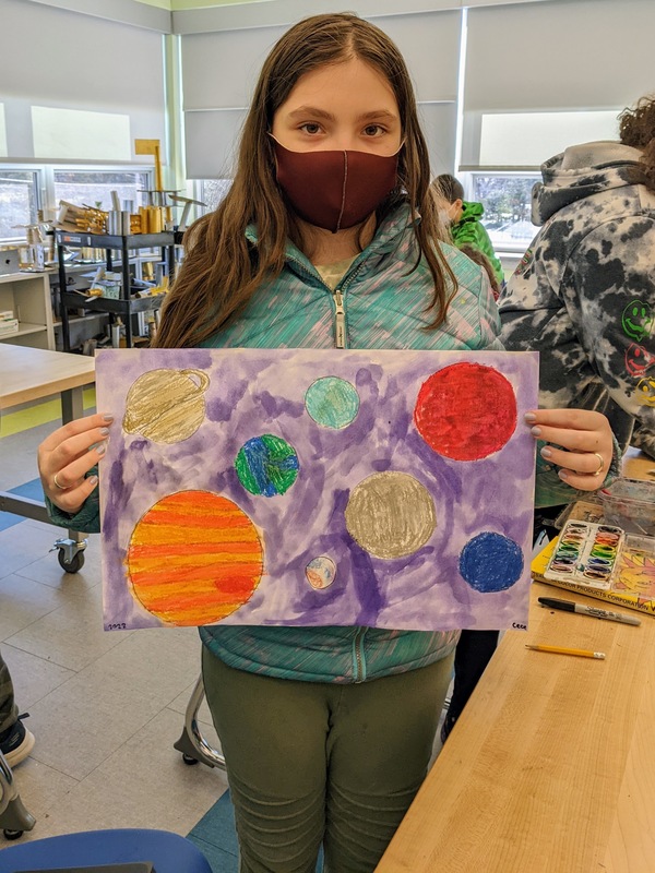 5th Grade working on solar system artwork